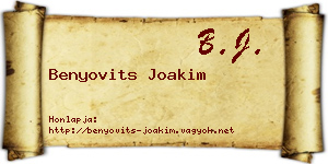 Benyovits Joakim névjegykártya